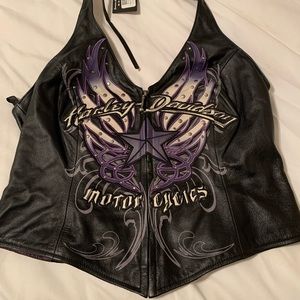 Harley Davidson Leather Halter Top